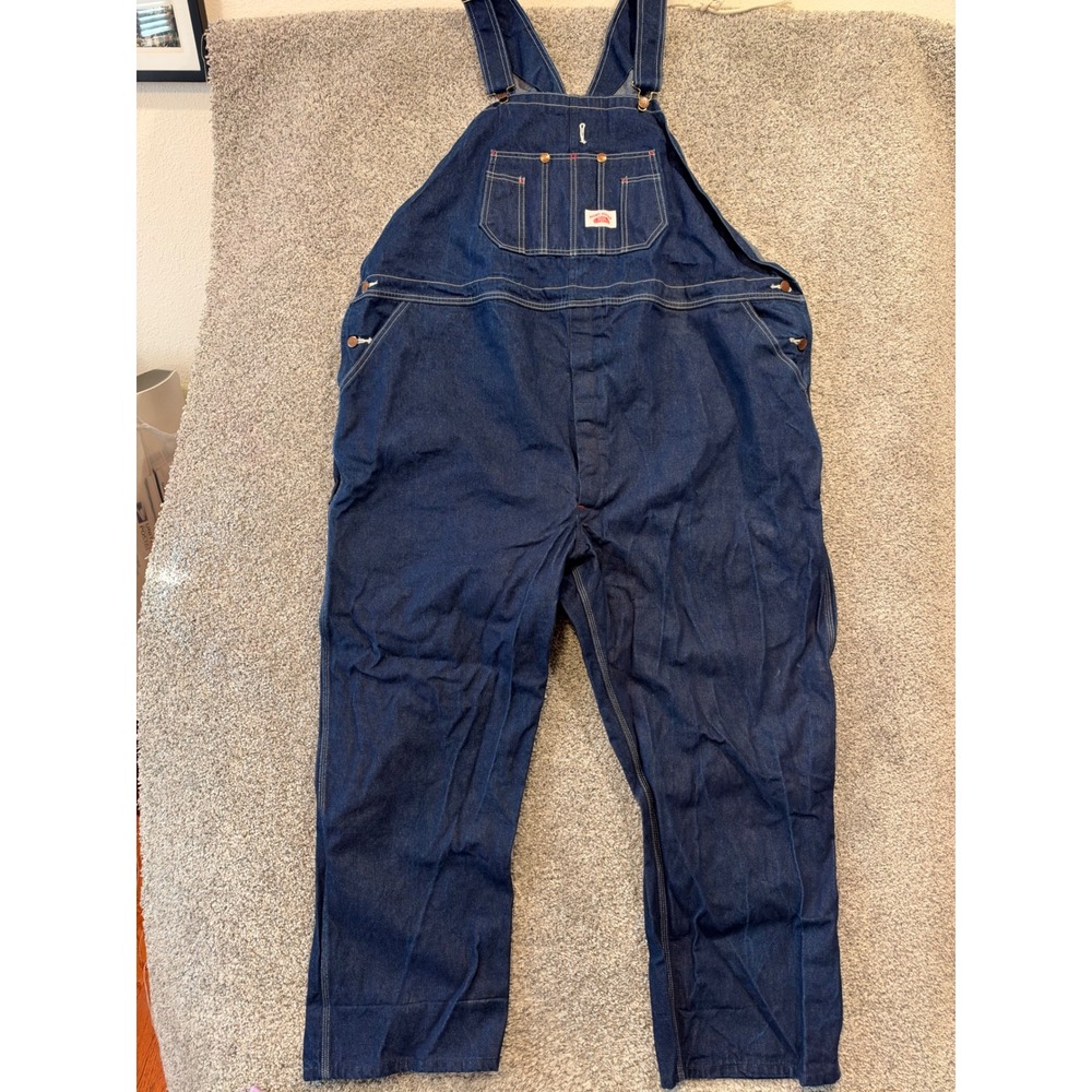 Round House Overalls Mens 54x30 Blue Lot 966 Denim Bib Workwear Carpenter Pants
